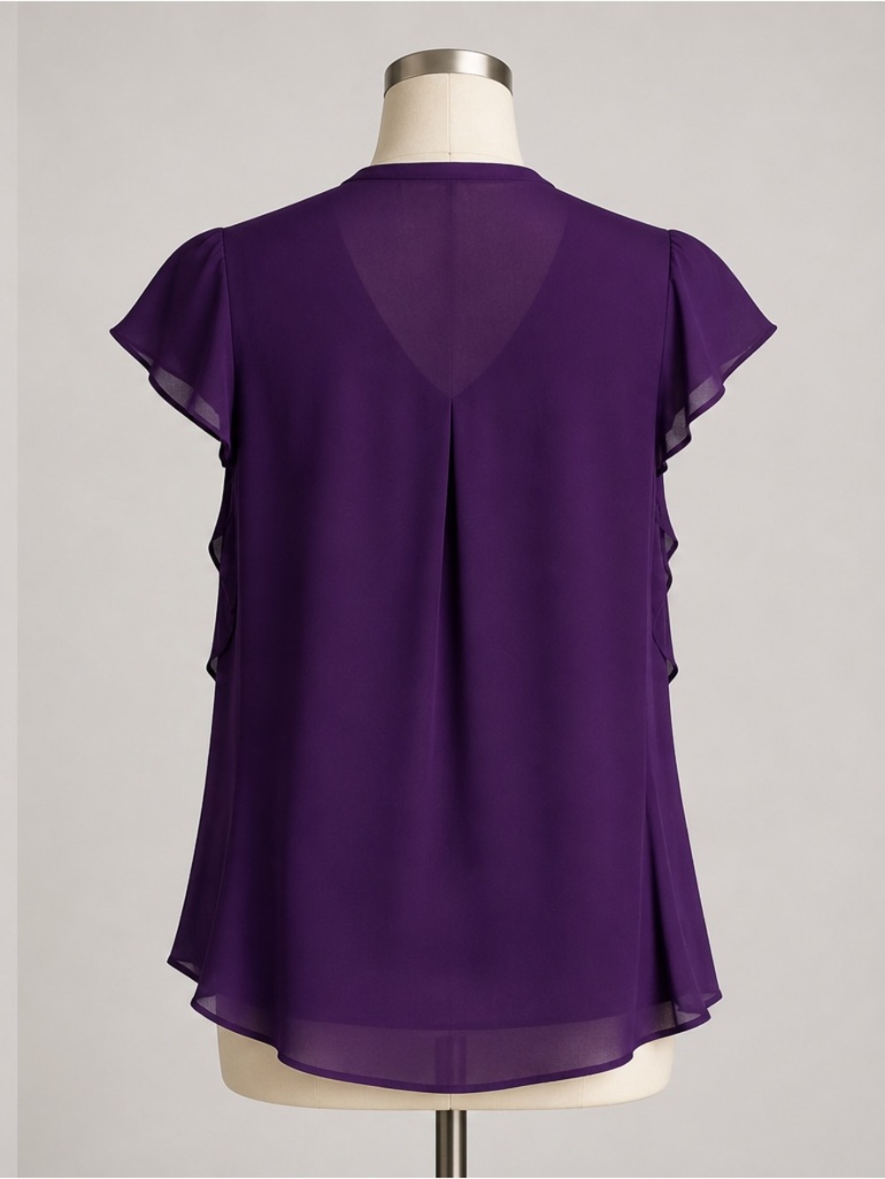 Judith & Charles Purple 100% Silk Ruffle Tiered Sleeveless Blouse Size 6 - Picture 2 of 13